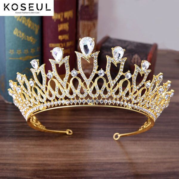 1504879c d634 4365 a785 eb114571c88a New Wedding Accessories Headband Korean Sweet Princess Alloy Rhinestone Multicolor Bridal Crown Headdress