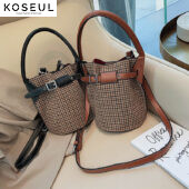 1611992160843 Korean Style All-match Messenger Bag Fashion Woolen Bucket Bag