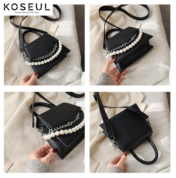 1613543372026 Korean Chain Pearl Portable Small Square Bag
