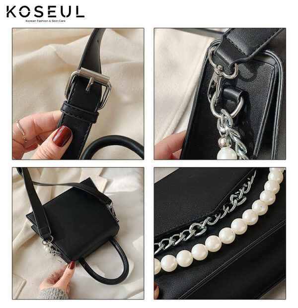 1613543372028 Korean Chain Pearl Portable Small Square Bag
