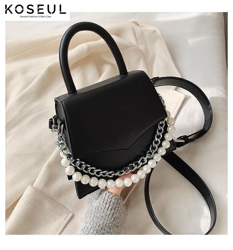 1613543372036 Korean Chain Pearl Portable Small Square Bag