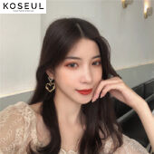 1615797315452 South Korea Dongdaemun Gold Heart Earrings