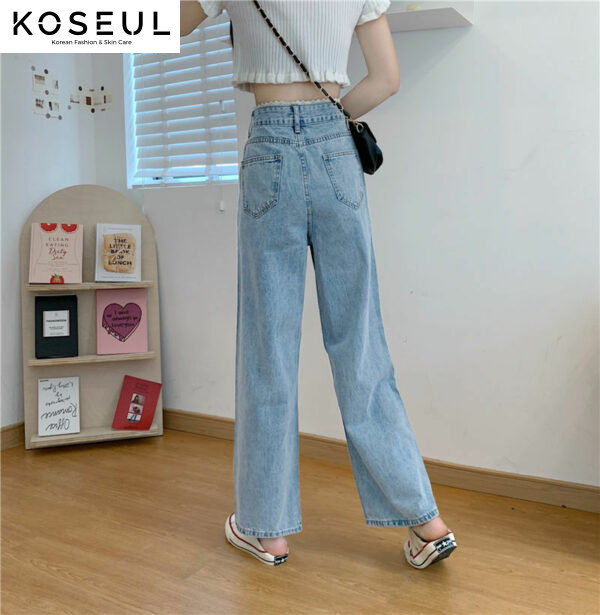 1619173753359 Korean Style Lace High Waist Jeans Women Loose Straight Wide Leg Pants Trousers