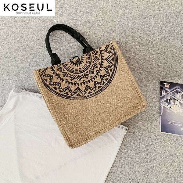 1621048340318 Linen Tote Bag Korean Composite Jute Bag Fashion One-Shoulder Shopping Bag