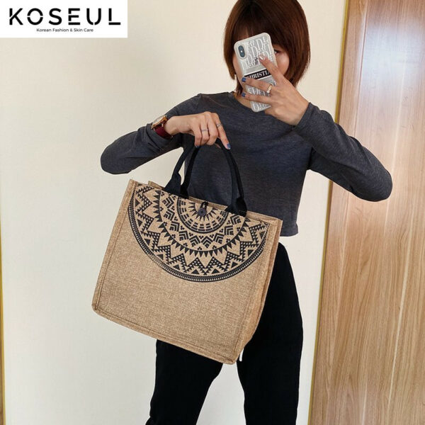 1621048347819 Linen Tote Bag Korean Composite Jute Bag Fashion One-Shoulder Shopping Bag