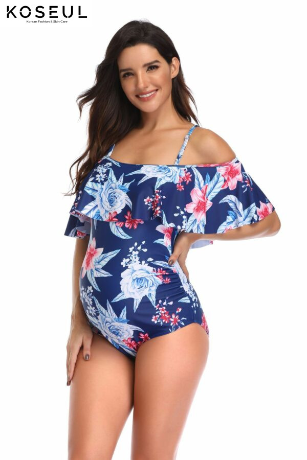 2295546684927 Printed maternity swimsuit