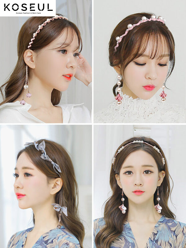 2454858112273 Korea one-piece headband tassel pendant with fake earrings
