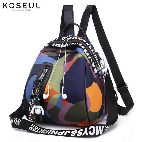 474664794220 1 Backpack female Korean version Oxford cloth canvas camouflage fashion casual wild lady backpack travel bag
