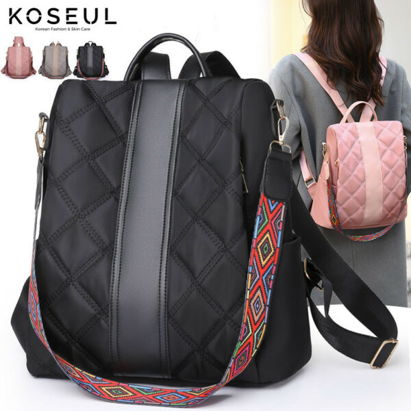 5594b6fc 85e0 4655 ab99 2c45cb9a43fb Women's Korean Style Rhombus Oxford Cloth Backpack