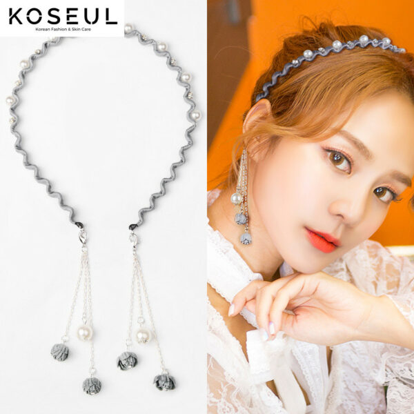 679901635723 Korea one-piece headband tassel pendant with fake earrings