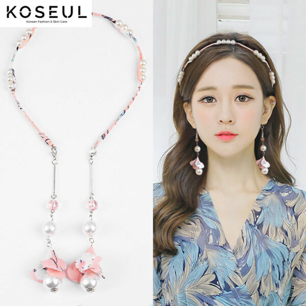 776343038452 Korea one-piece headband tassel pendant with fake earrings